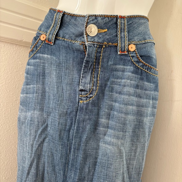 True Religion Denim Flare Trumpet Mermaid train skirt women’s 30 - Picture 6 of 16